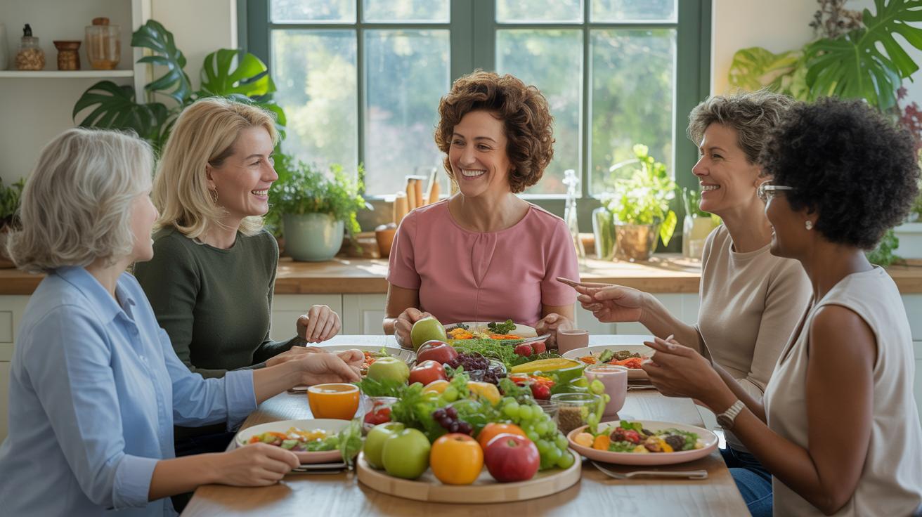 Illustration of women benefiting from a diet rich in high-quality carbohydrates like whole grains and fruits (AI-generated, non-realistic illustration). Credit: Ideogram.